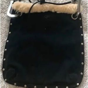 Ugg Pocket Messenger Black Suede Shearling Crossbody